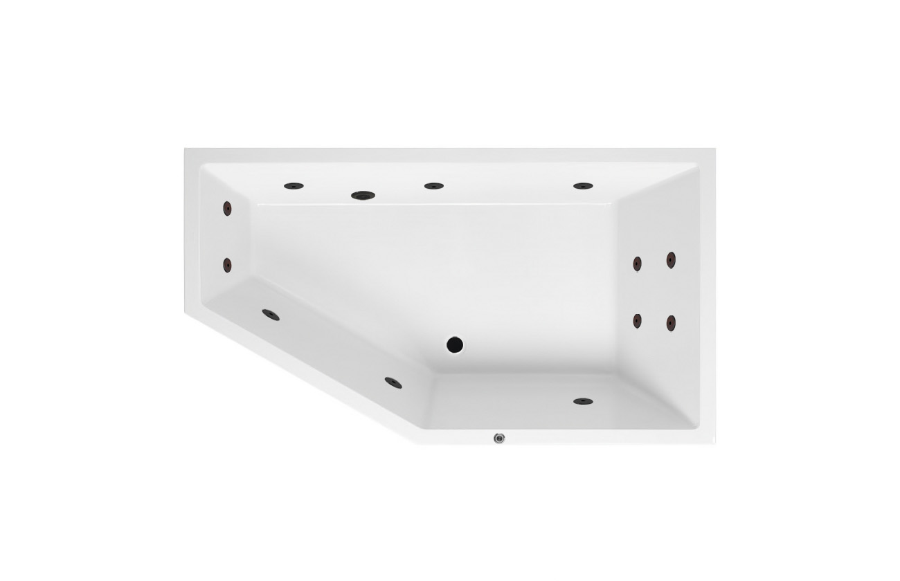 Lambini Designs Florence bubbelbad 160x90cm elektronisch rechts met 6 4 2 hydrojets zwart