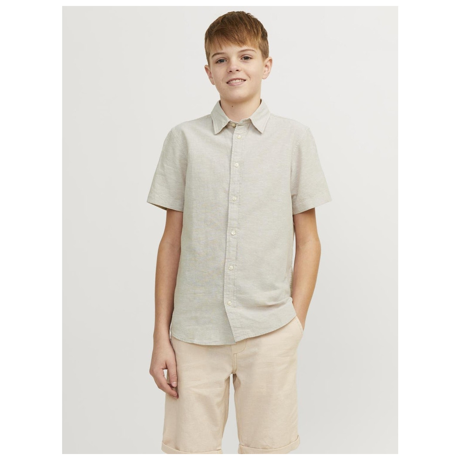 Jack & Jones JJELINEN BLEND SHIRT SS SN JNR