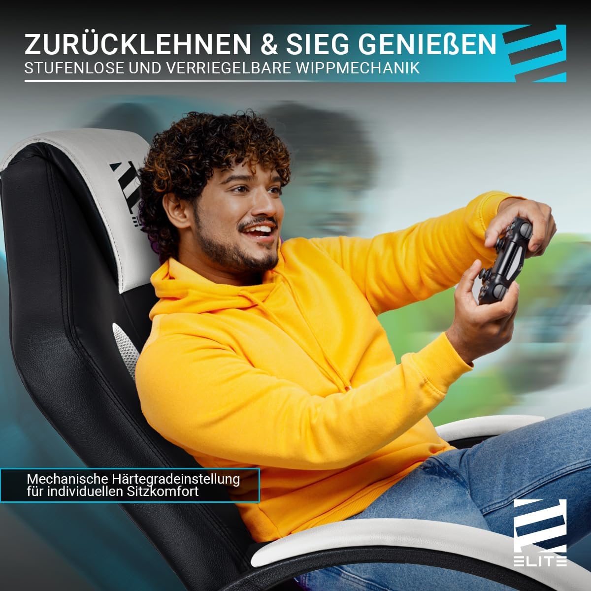 ELITE Gaming Stuhl MG100 Exodus | Ergonomischer Bürostuhl - Schreibtischstuhl - Chefsessel - Sessel - Racing Gaming Stuhl - Gamingstuhl - Drehstuhl - Chair - Kunstleder Sportsitz (Schwarz/Rot)