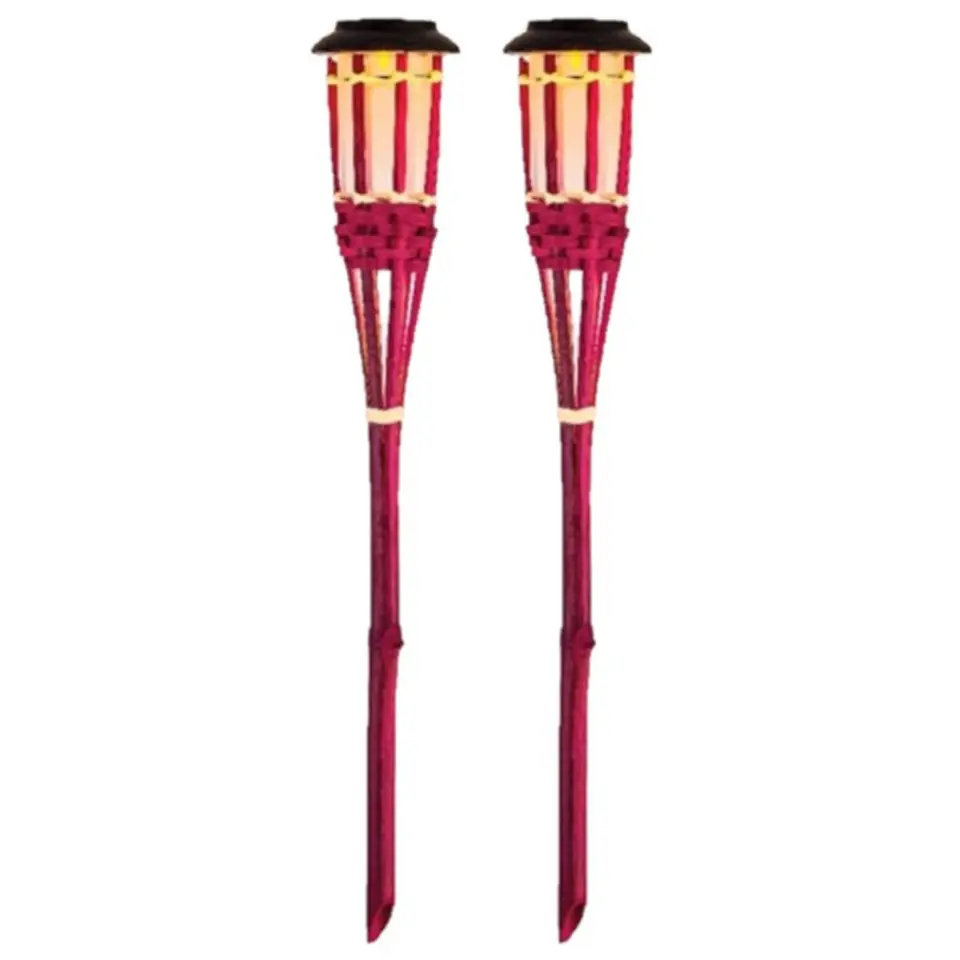 Lumineo Tuinfakkel Bodi - solar - roze - vlameffect - 54 cm