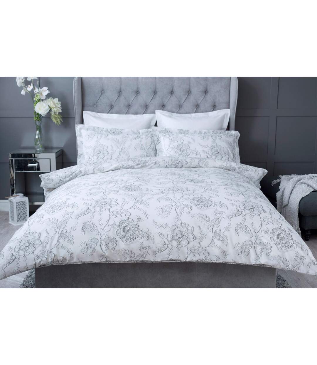 Belledorm - Parure de lit ELLA (Blanc / gris) - UTBM372