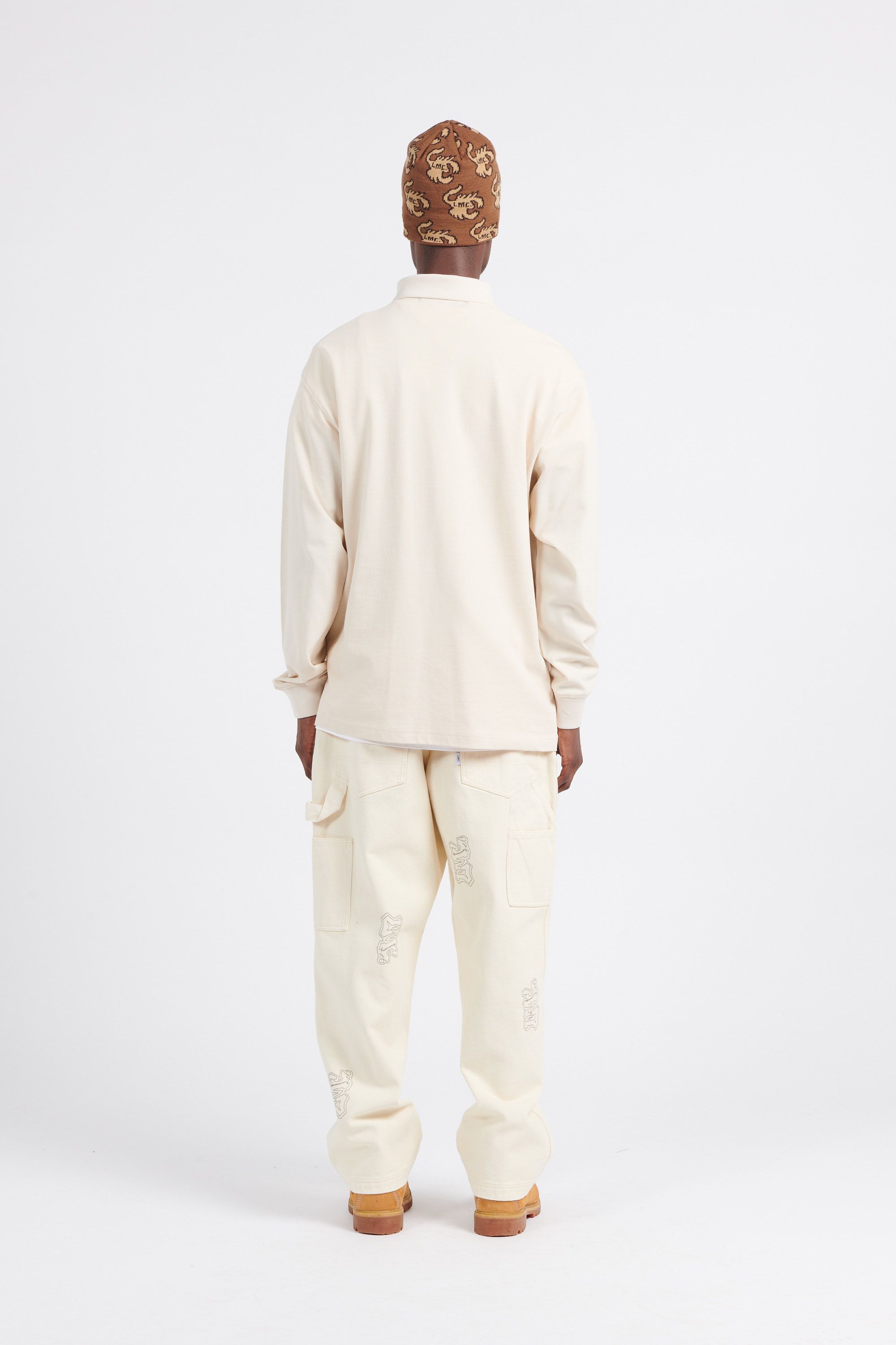 LOST MANAGEMENT CITIES Polo TECH PK COLLAR LONG SLV TEE Beige