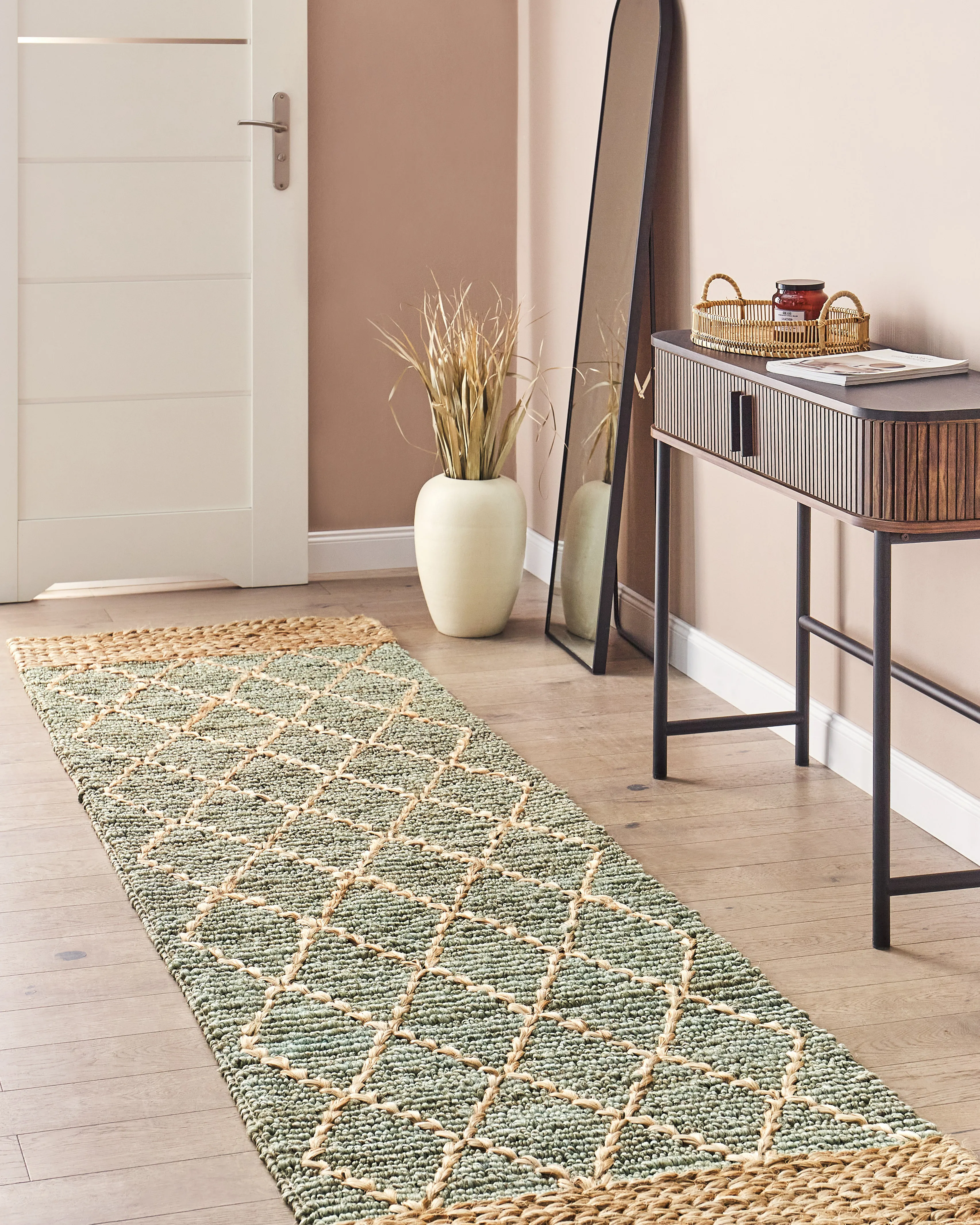 Vloerkleed TELLIKAYA Groen 80 x 300 cm Jute