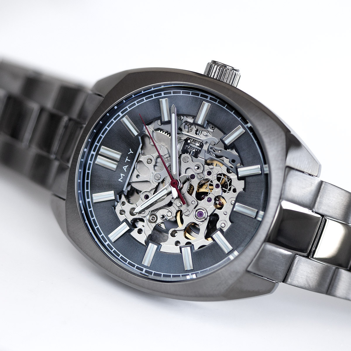 Montre homme squelette automatique acier bracelet acier