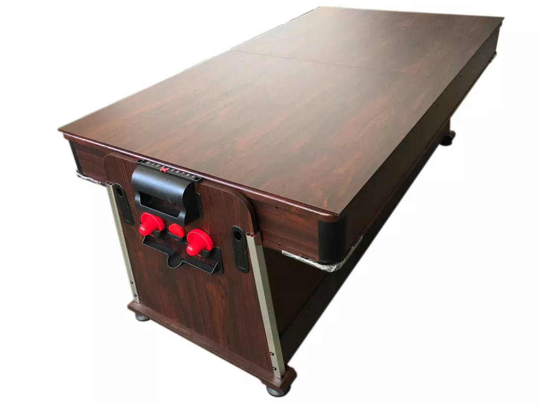 Table de Billard 7 pieds Multi-jeux rouge Air Hockey + Table de Tennis – Stark avec Bancs