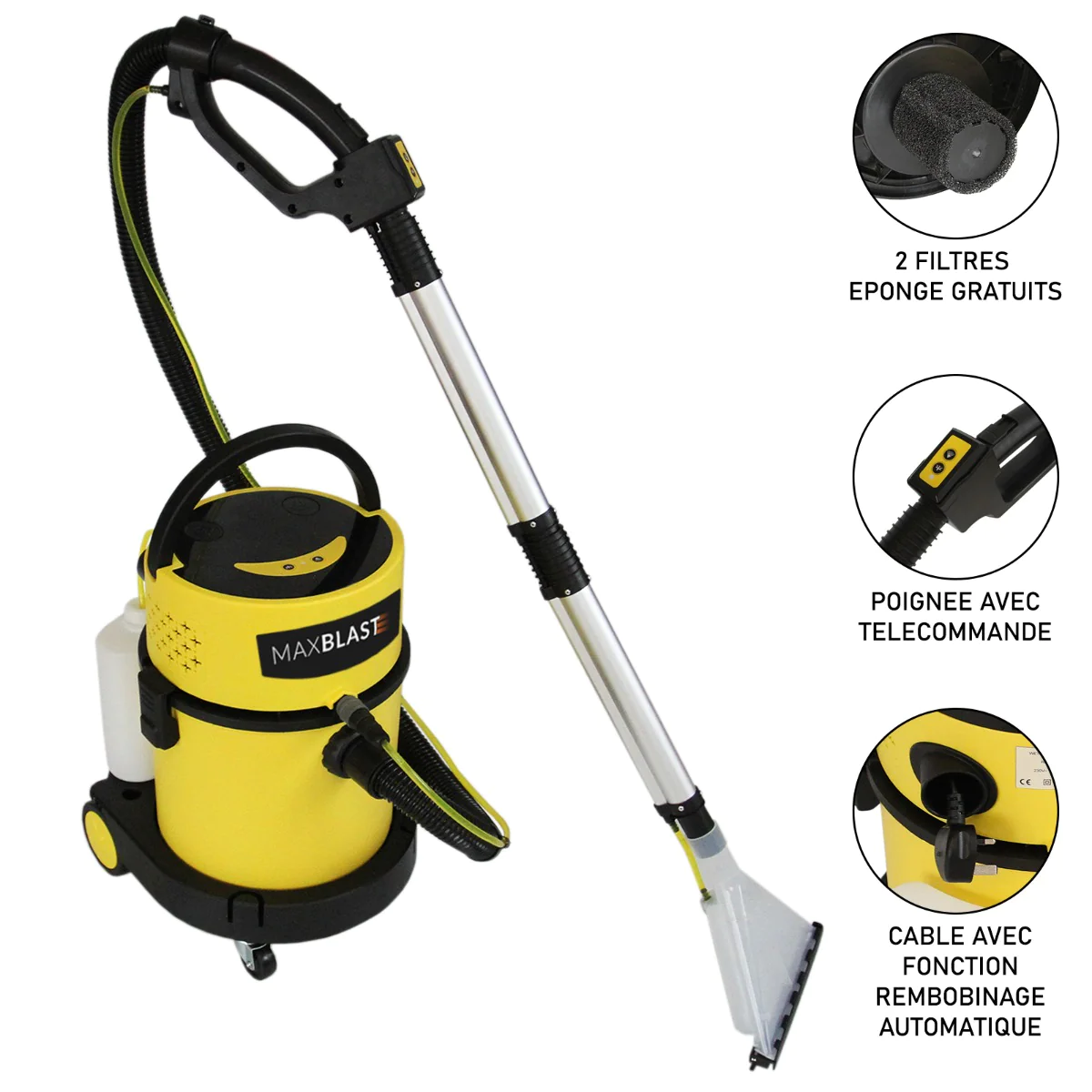 Aspirateur shampouineuse MAXBLAST Fonction Sèche & Humide 20 L MaxBlas