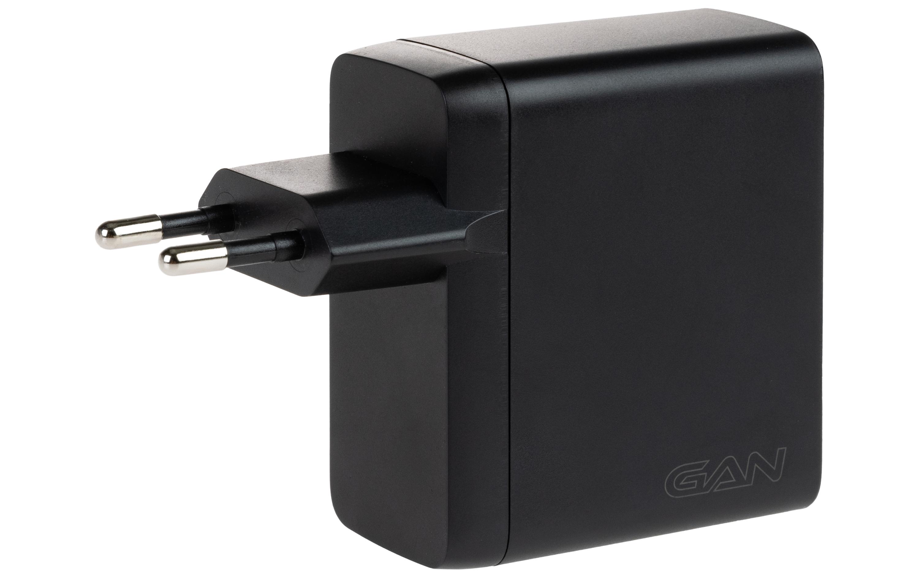 USB-Wandladegerät Trial QC5.0 120 W GaN SchwarzLadeadapter mit zwei USB-C-Ports und einem USB-A-Port