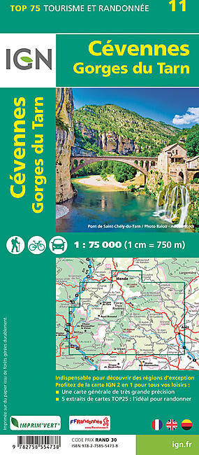IGN - TOP 75 CEVENNES GORGES DU TARN