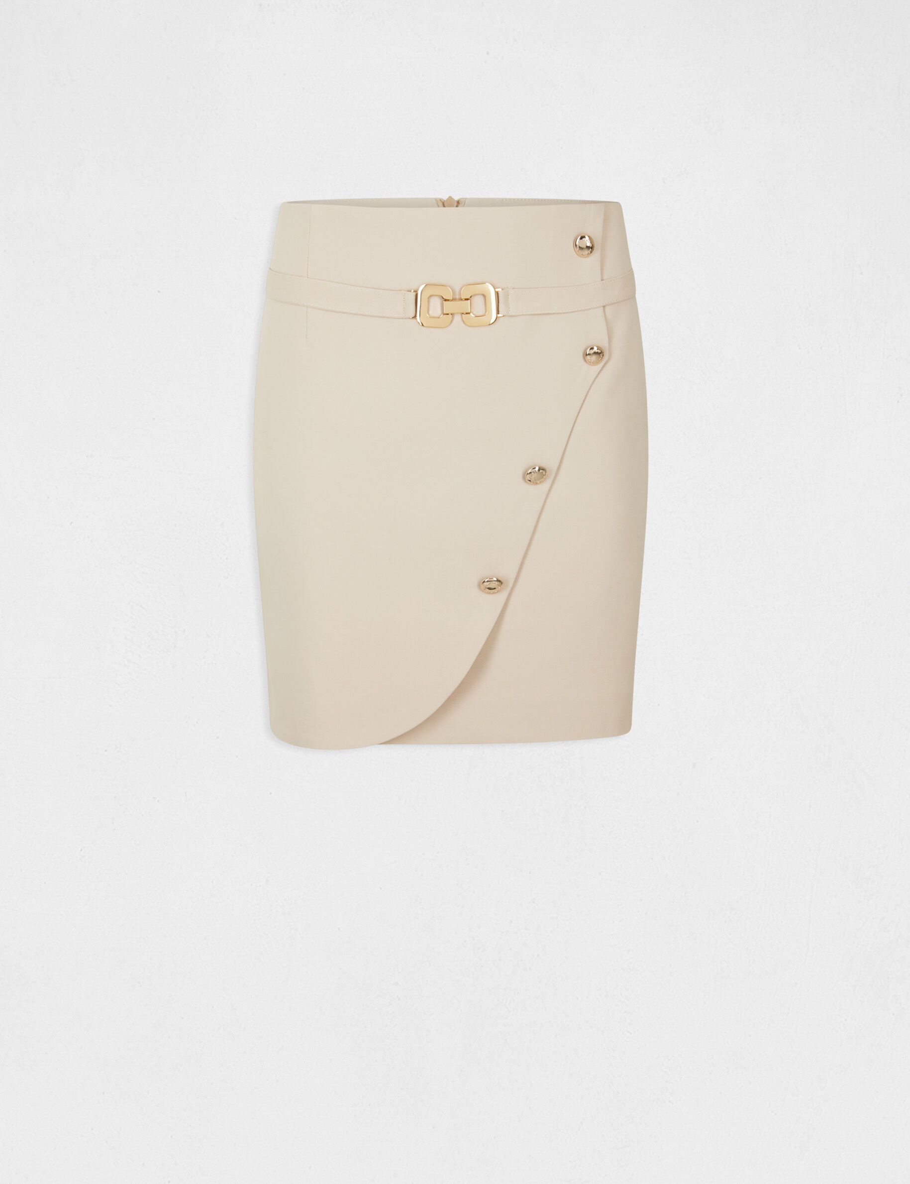 Jupe portefeuille avec boutons beige femme - beige