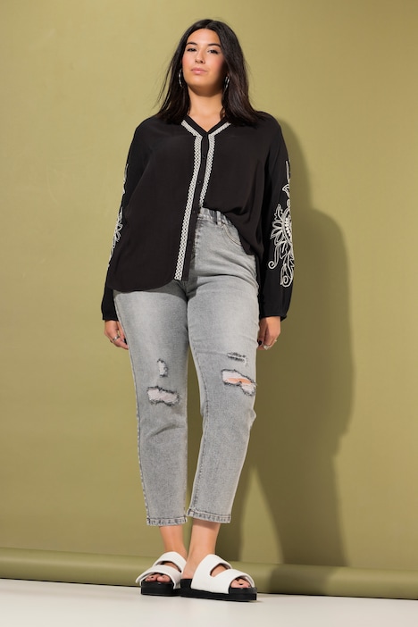 Mom-Jeans, Wide Legs, 5-Pocket, destroyed