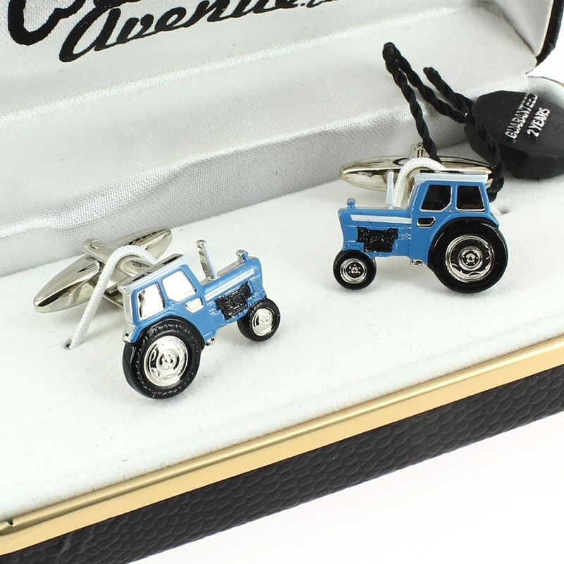 Boutons de manchette, Tracteur bleu