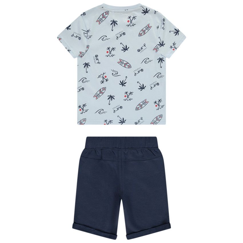 Ensemble 2 pièces avec t-shirt imprimé surf pour garçon - Bleu marine