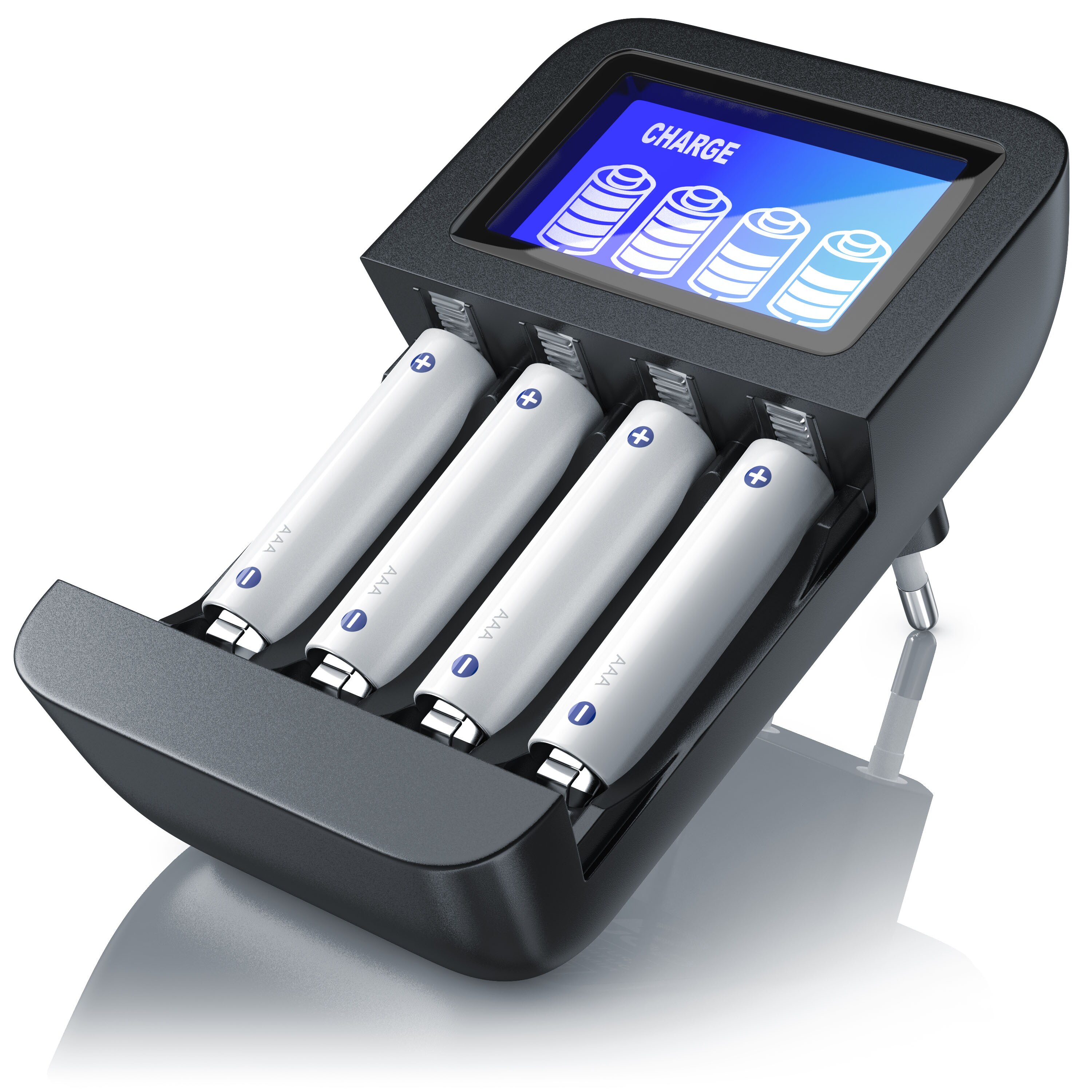 Aplic Batterie-Ladegerät 2700 mA, Universal 4-Schacht Batterielader geeignet für Typ AA / AAA NiMH Akkus