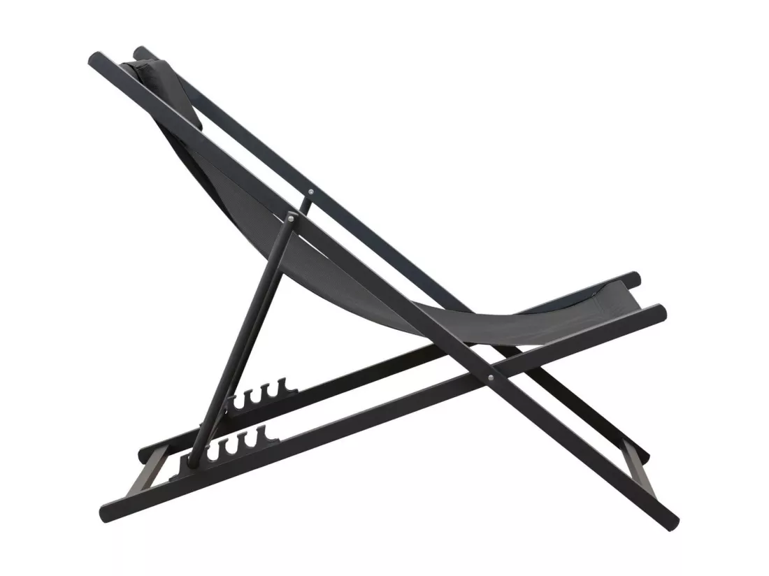 Chaise Longue Pliable Rebecca Mobili Atis 93x58x92 Polyester Aluminium Gris Foncé