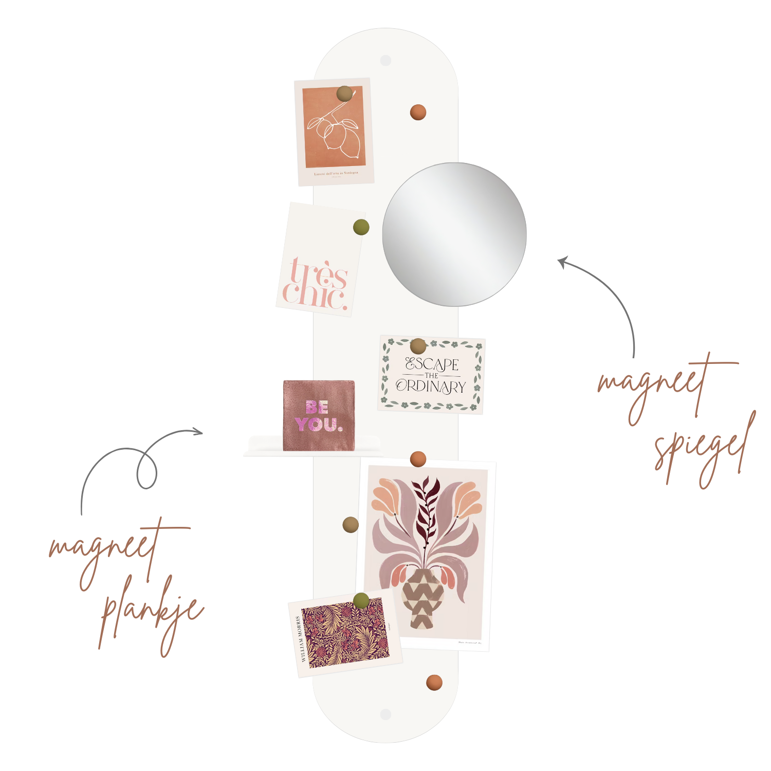 Magneetbord LANI - Wit LANI Wit | met spiegel + plankje