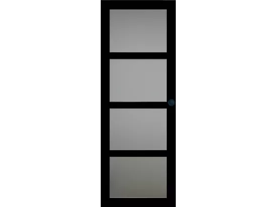 Porte Coulissante Telia Noir Vitrée H204 X L83 + Rail Alu Bandeau Noir Et 2 Coquilles Noir Gd Menuiseries