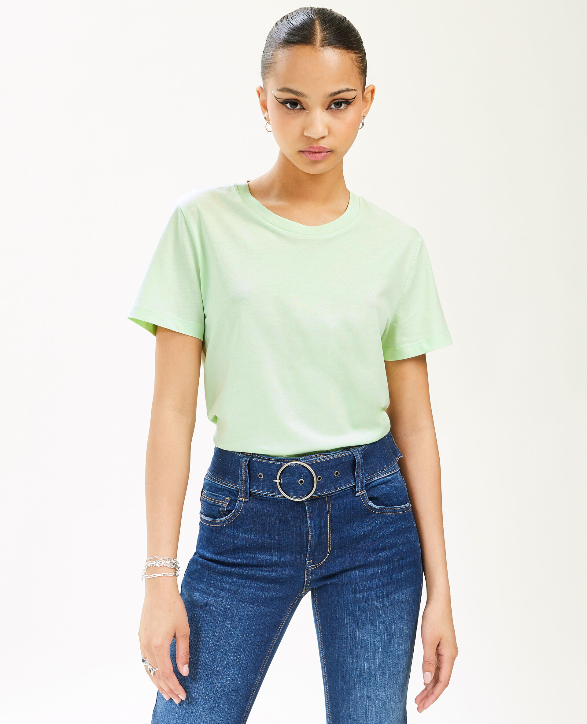 T-shirt basique col rond - Vert clair