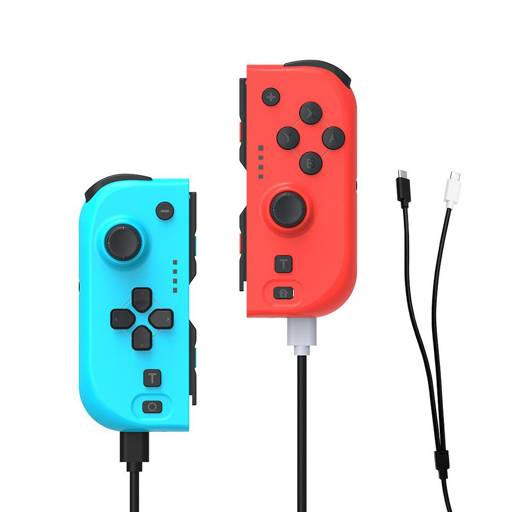 (2er Set) Gamepad Controller mit Handschlaufe   6-Axis Gyro und NFC kompatibel mit Switch / OLED - Rot / Blau