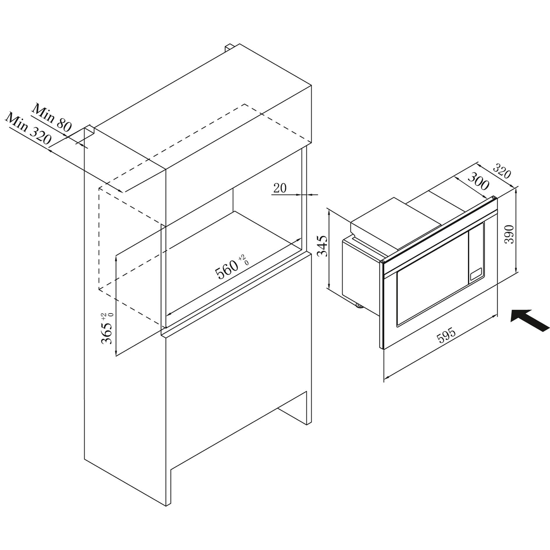 AMICA Einbau-Mikrowelle EMW13185E - Edelstahl - 20 Liter