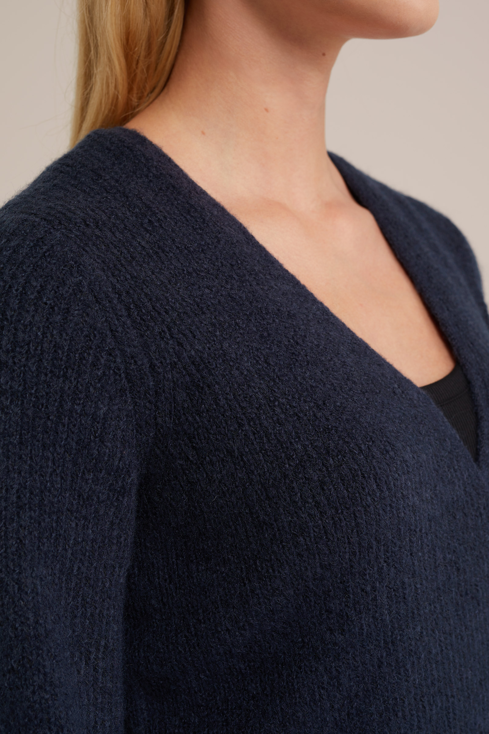 gebreid overslagvest WE Fashion Marineblauw