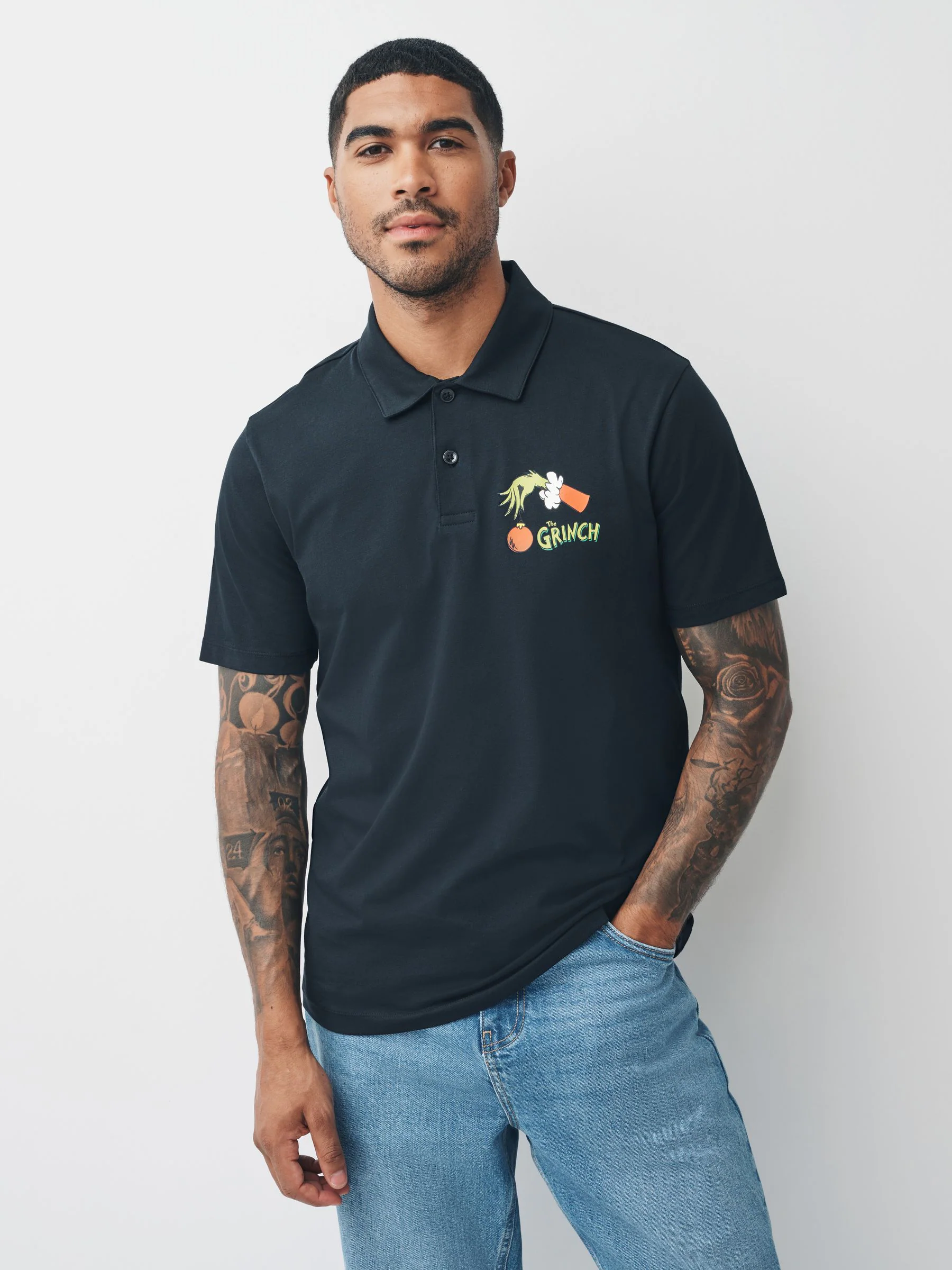 Black The Grinch - Kerstpoloshirt