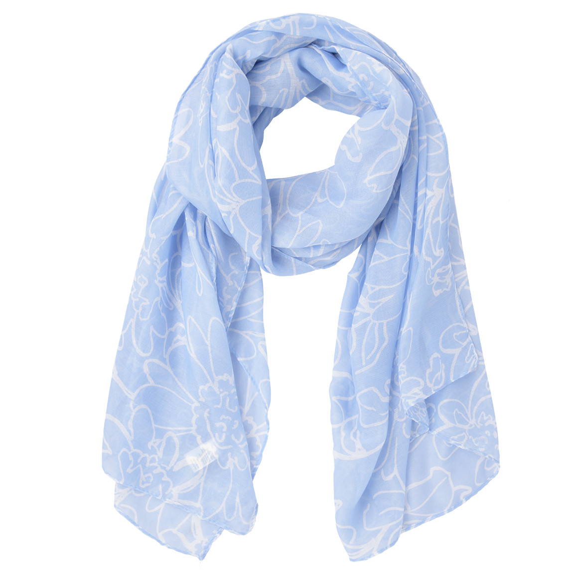 Gina Benotti Damen Tuch mit Blumen-Allover hellblau