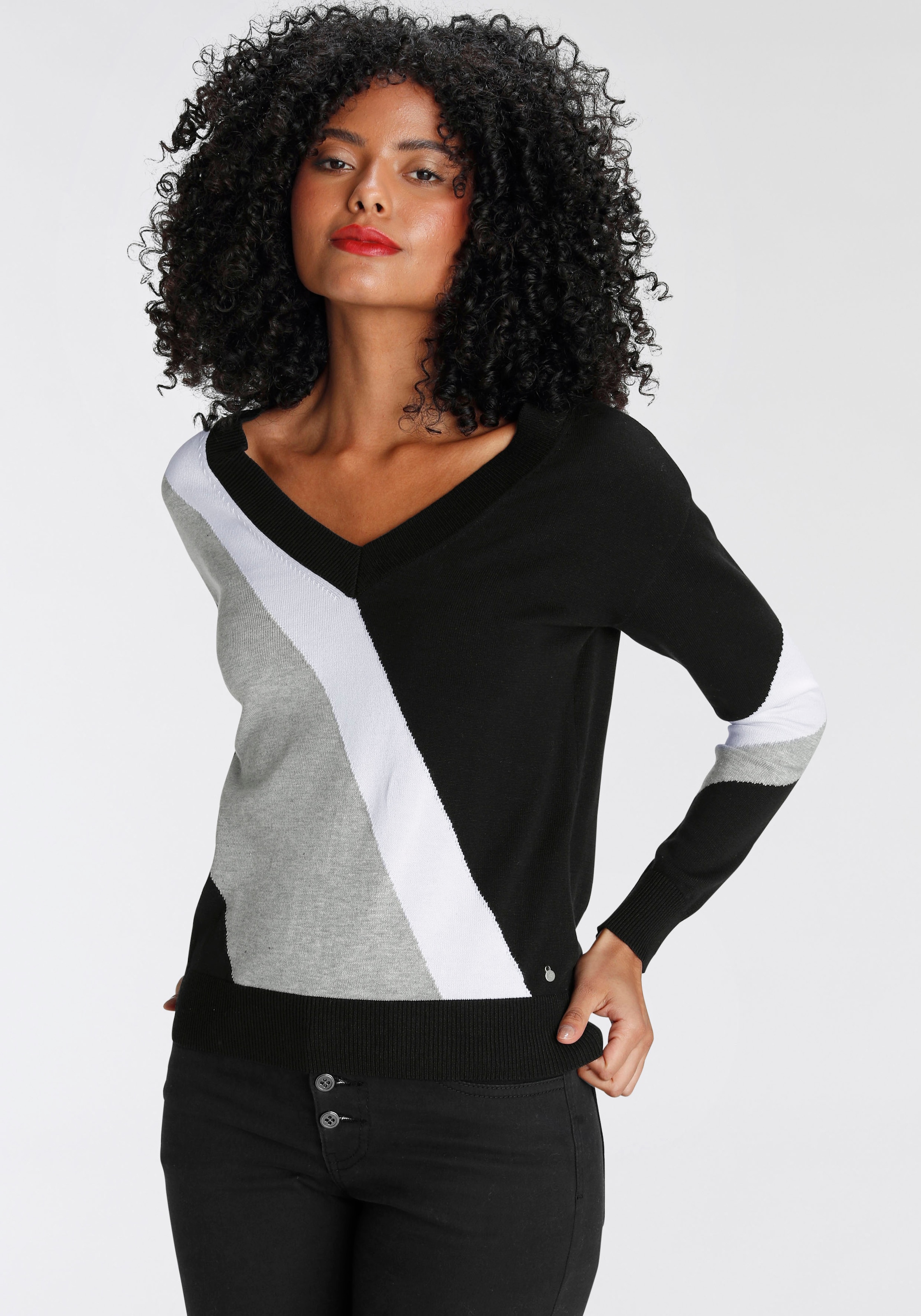 AJC Streifenpullover , mit trendigem Diagonal-Colourblocking