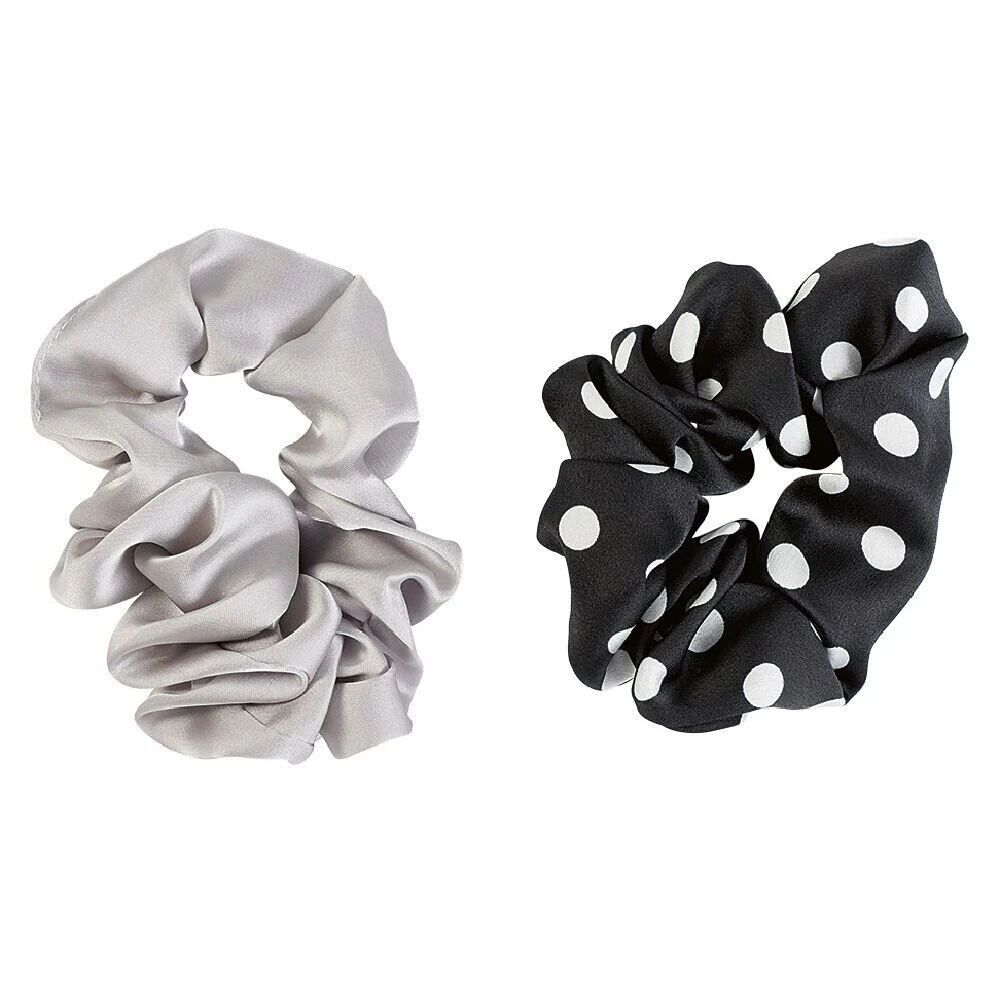 Chouchou en mousseline gris et noir x 2