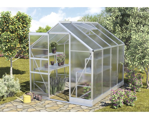 Vitavia Apollo 5000 kas, 6 mm dubbelwandige polycarbonaat panelen met fundering, 195x261 cm, aluminium