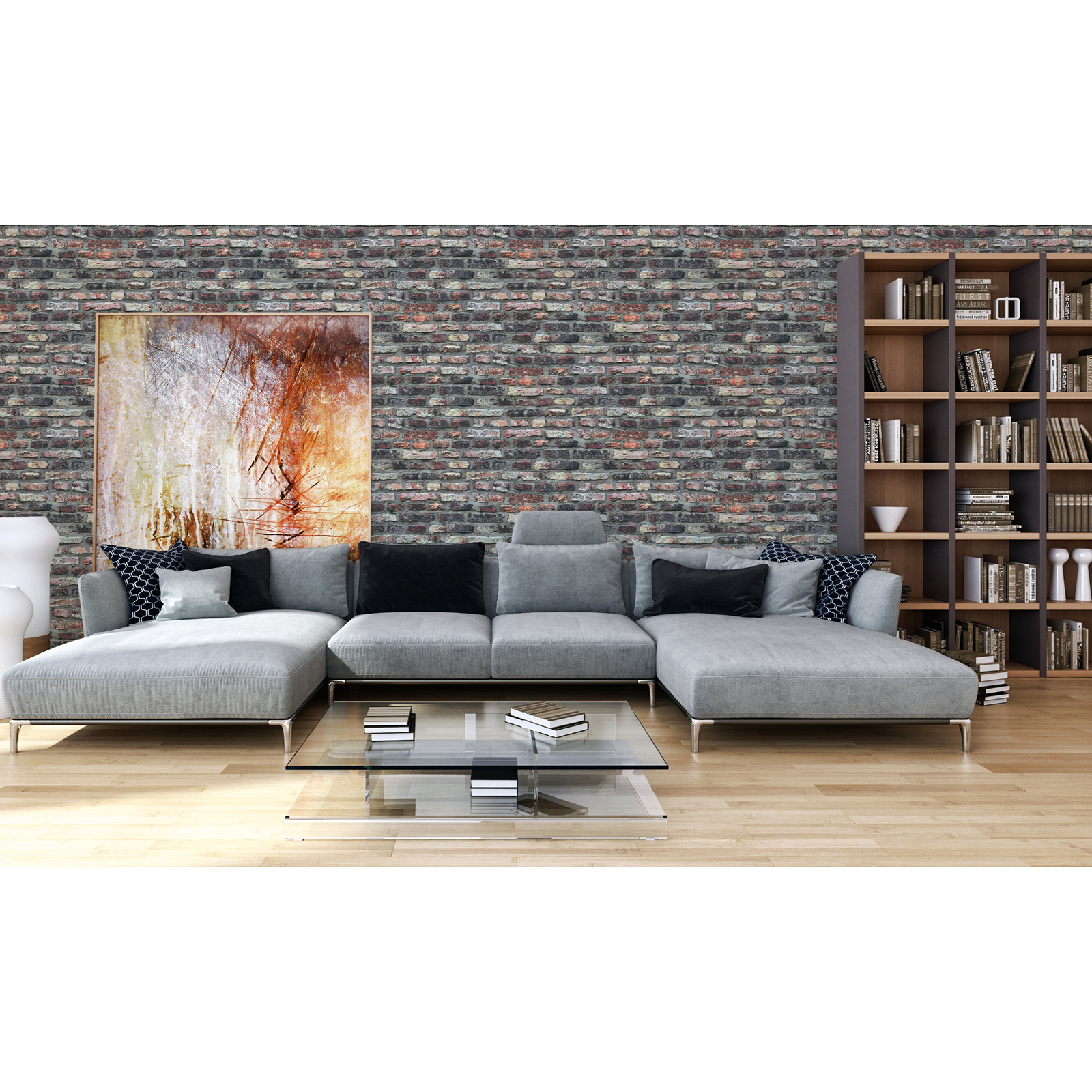 Vliestapete - braun-grau - Backsteinwand - 10 Meter