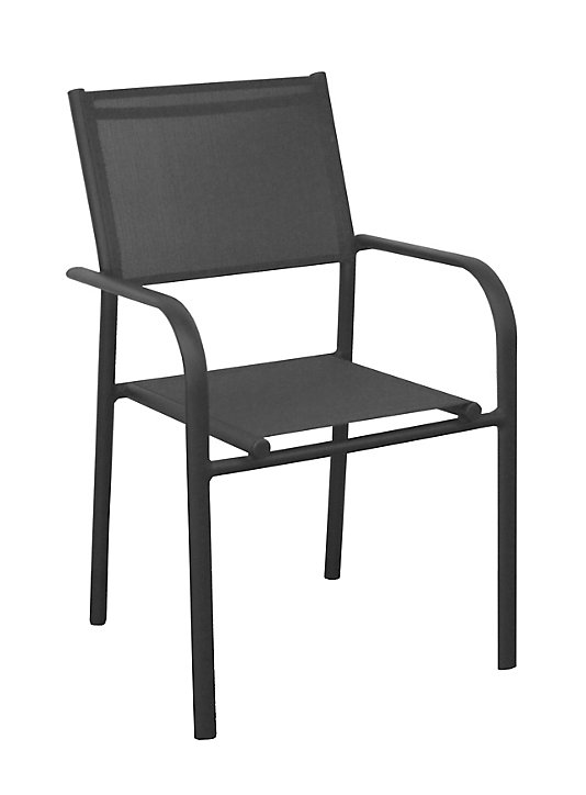 Fauteuil de jardin Proloisirs Duca en aluminium - Coloris châssis et assise gris - Hauteur 87 cm