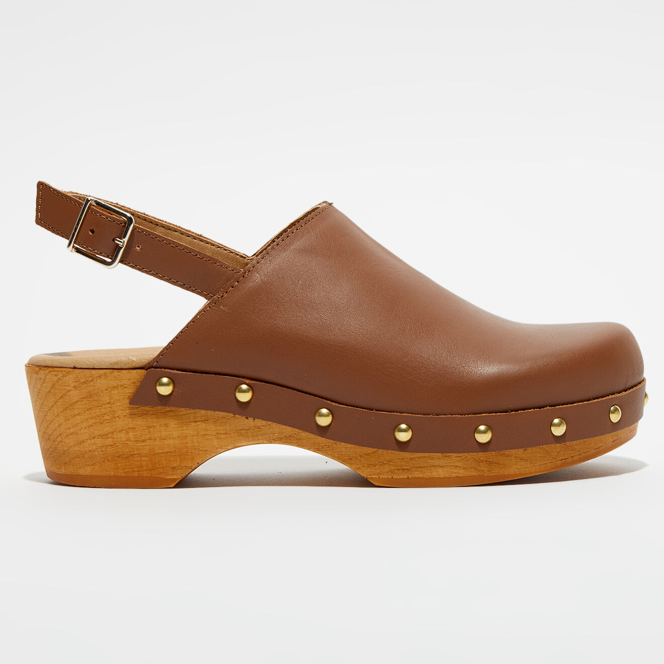 Apologie Studio Sabots en Cuir Nicole camel - Talon 5 cm