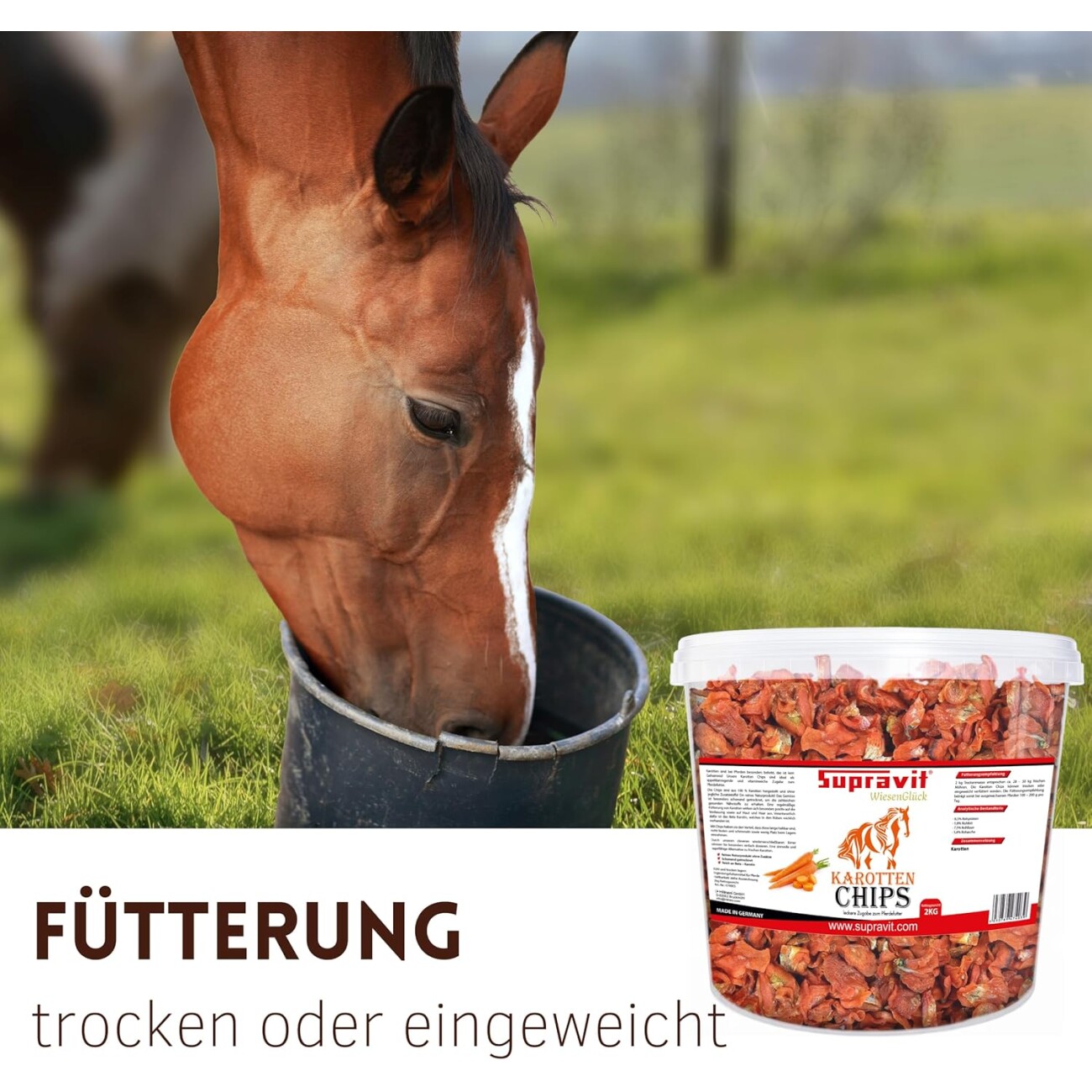 Supravit Karottenchips für Pferde - 2kg Eimer Pferdeleckerlis