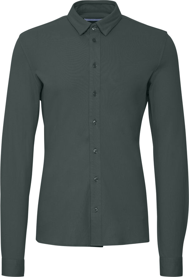 Casual Friday CFARTHUR LS BU jersey piquet shirt Darkest spruce