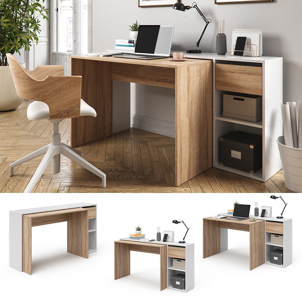 Vicco Schreibtisch Ben Weiß-Sonoma Computertisch ausziehbar Arbeitstisch Bürotisch