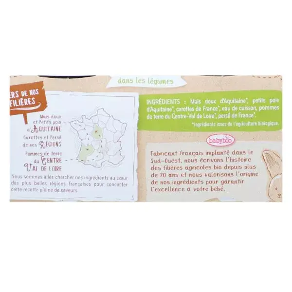 Vaso para Vegetais Babybio, Plantador de Vegetais +4m Orgânico 2 x 130g