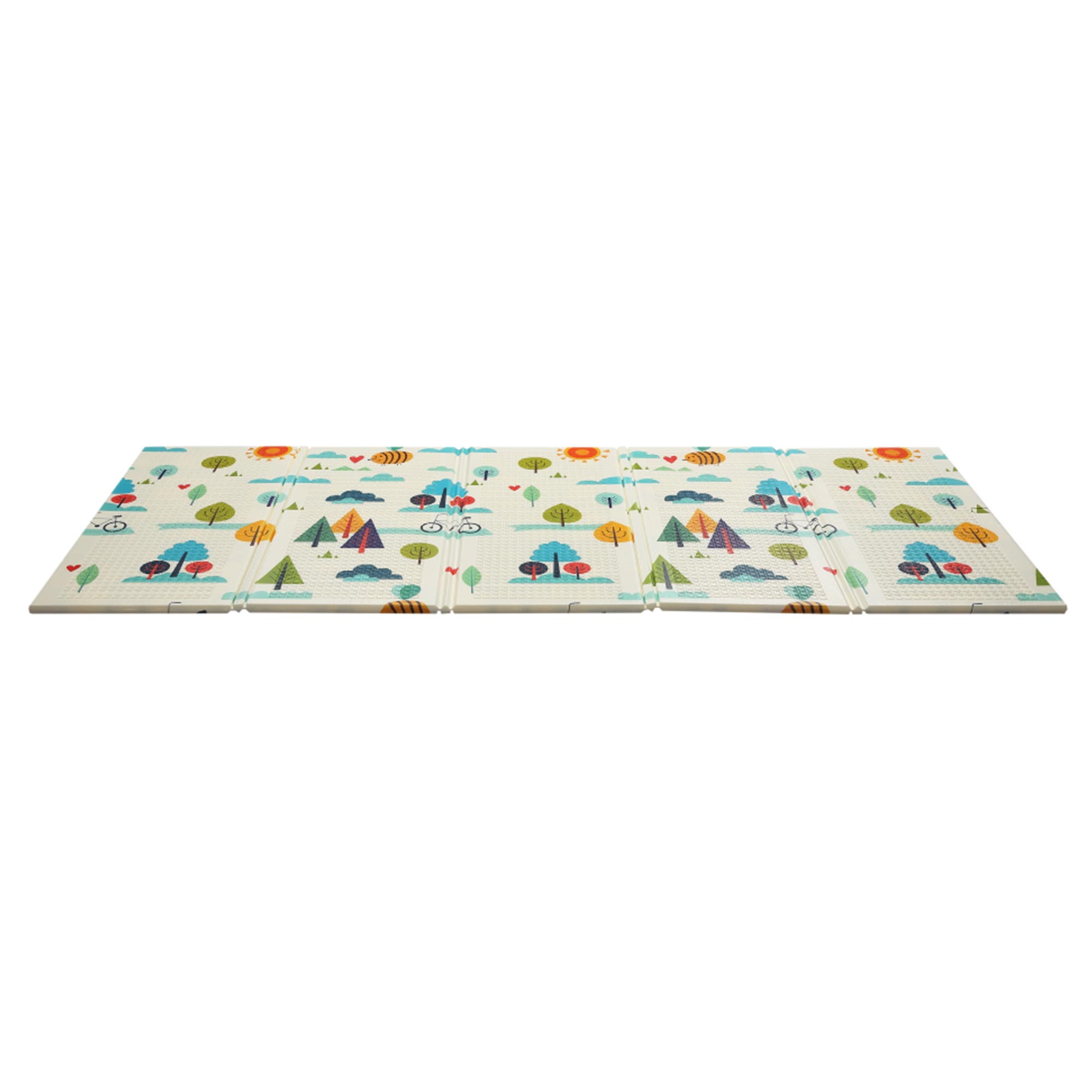 Baby Vivo Spielmatte / Spielteppich für Kinder doppelseitig mit Wald 200 x 180 cm - Bär