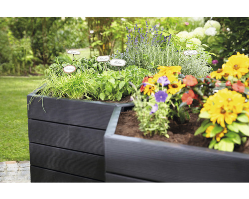 Klassieke verhoogde tuinbak GARANTIA ERGO verhoogde tuinbak XL 75 incl. Flora waterbesparend systeem 145 x 145 x 75 cm hout