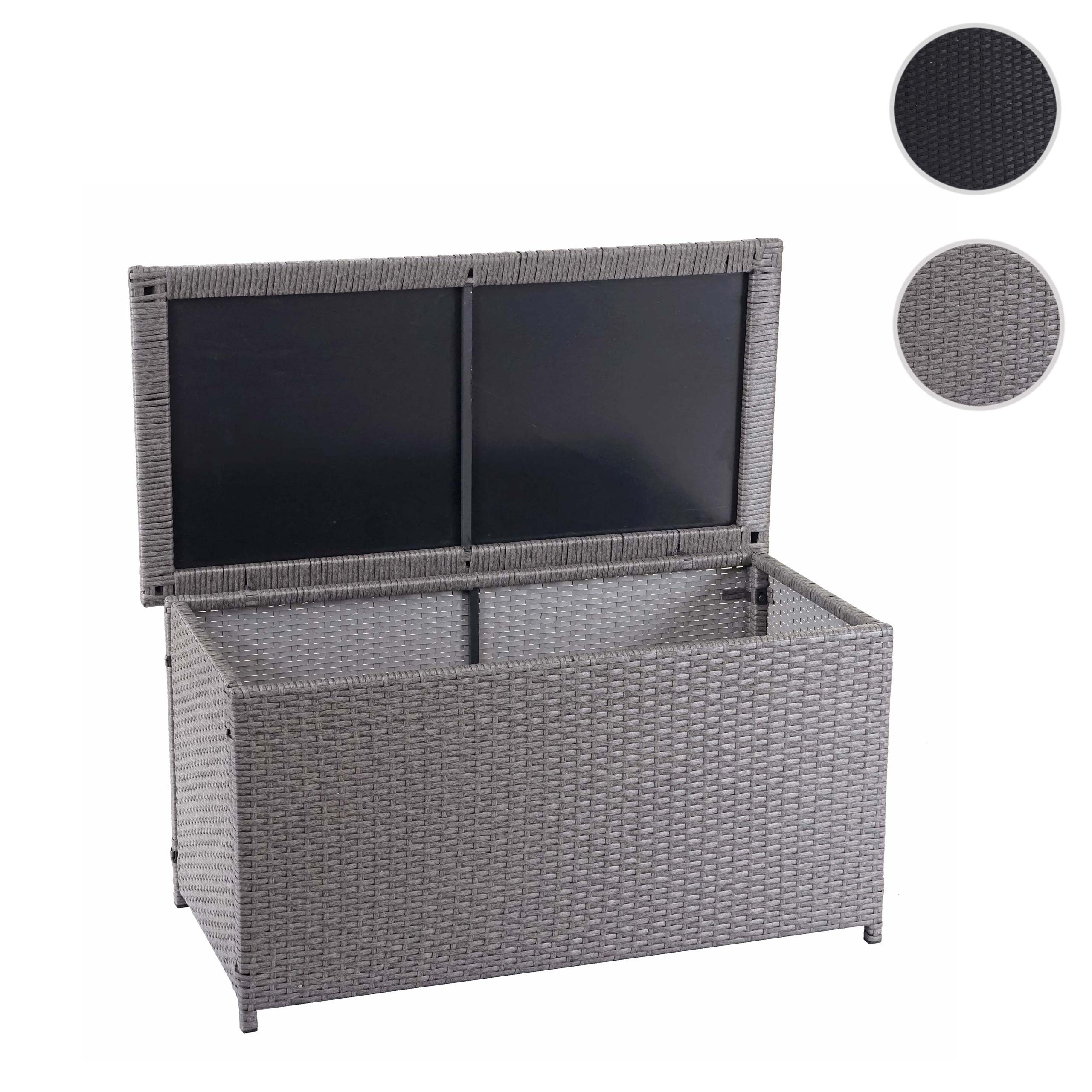 Poly-Rattan Kissenbox MCW-D88, Gartentruhe Auflagenbox Truhe ~ Basic grau, 51x115x59cm 250l