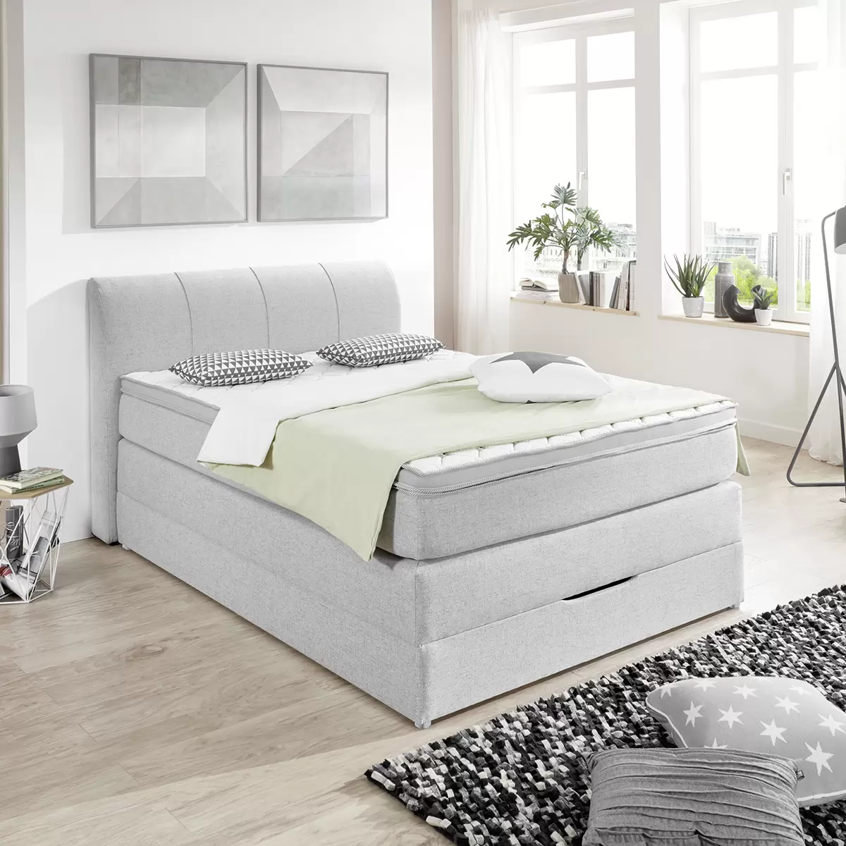 Boxspringbett Meyrin 140 x 200 Grau