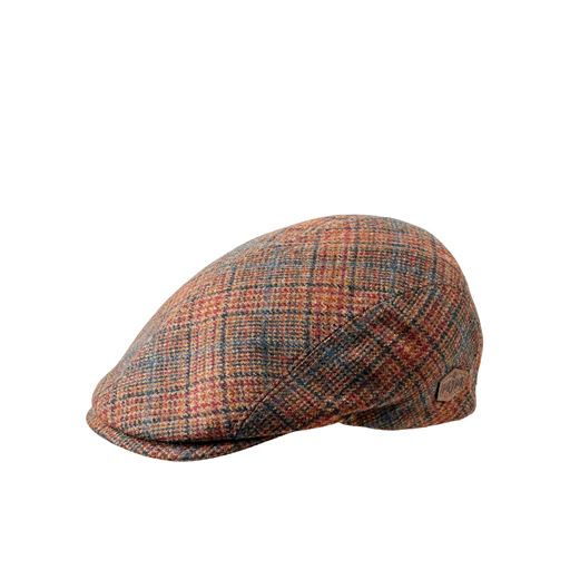 MJM Daffy 3 32 Virgin Wool Flatcap, Brown Check, XL