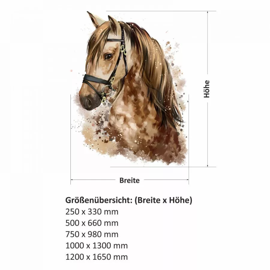 Nikima Wandtattoo 085 Wandtattoo Pferd Kopf braun Kinderzimmer Sticker Aufkleber braun
