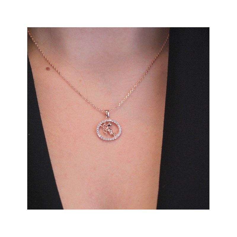 Pendentif Zodiaque Sagittaire - Or Rosé et Cristal