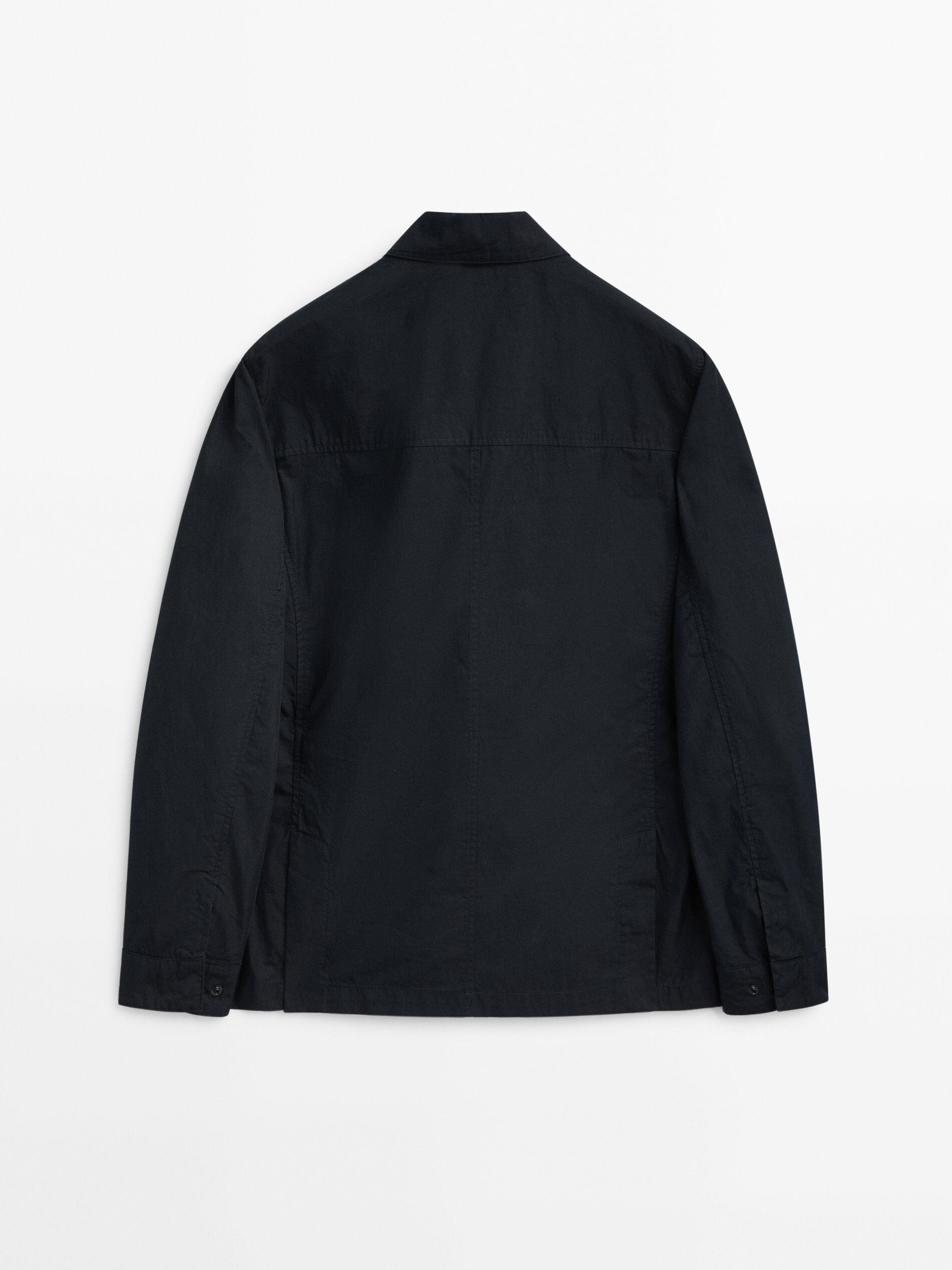 Sobretudo em mistura de algodão com bolsos - AZUL MARINHO