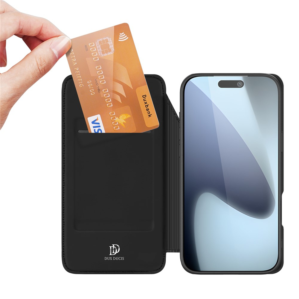 iPhone 17 Pro Flip Wallet Cover Leder Tasche - Schwarz