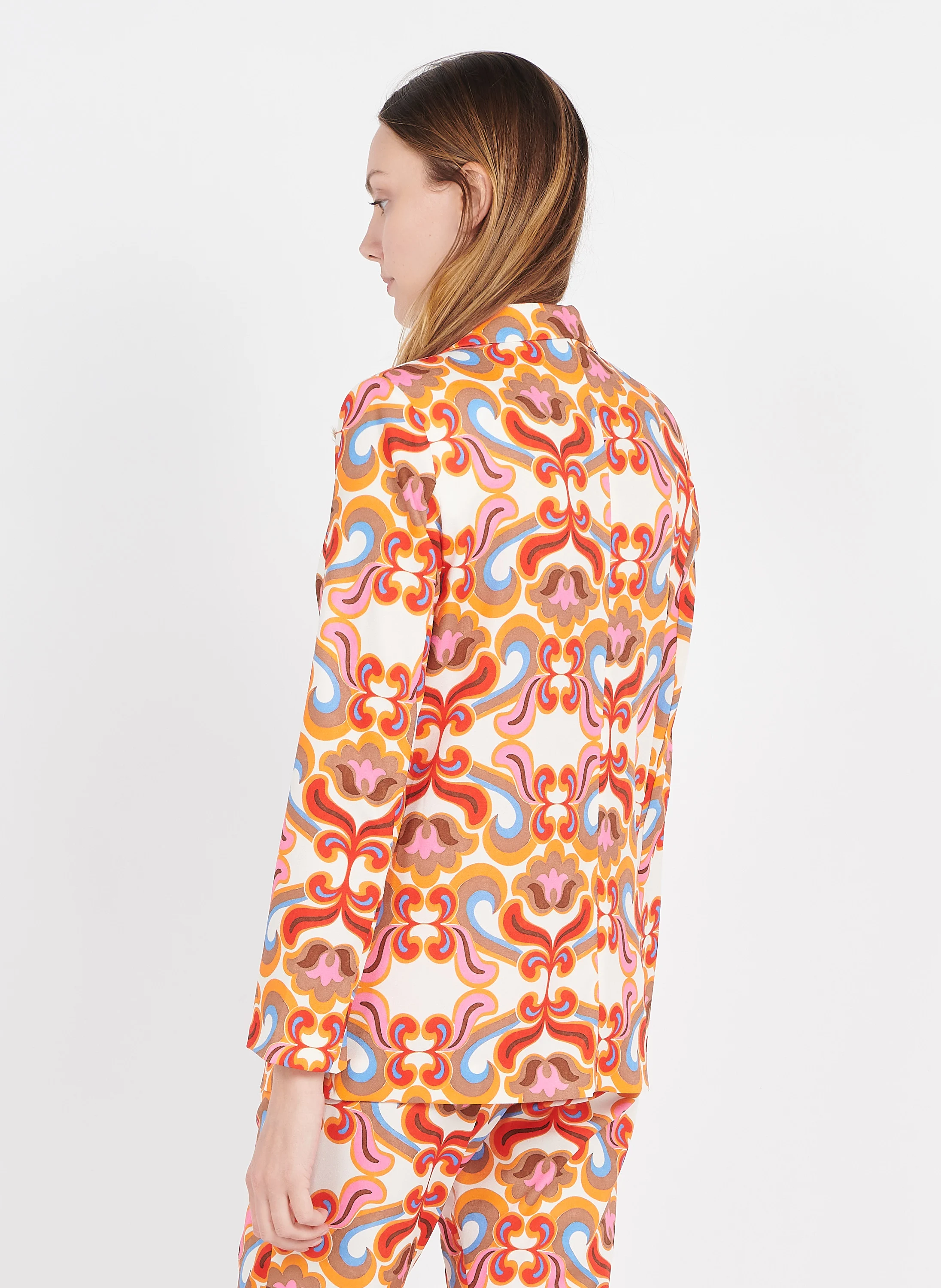 Chemise en viscose imprimée| Orange