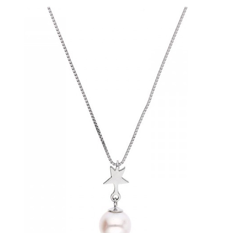 Collier Etoile Perle de Culture Blanche et Argent 925/1000