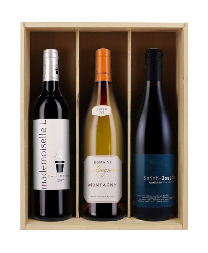 Nos coups de coeur de Noël - 3 bouteilles & caisse bois