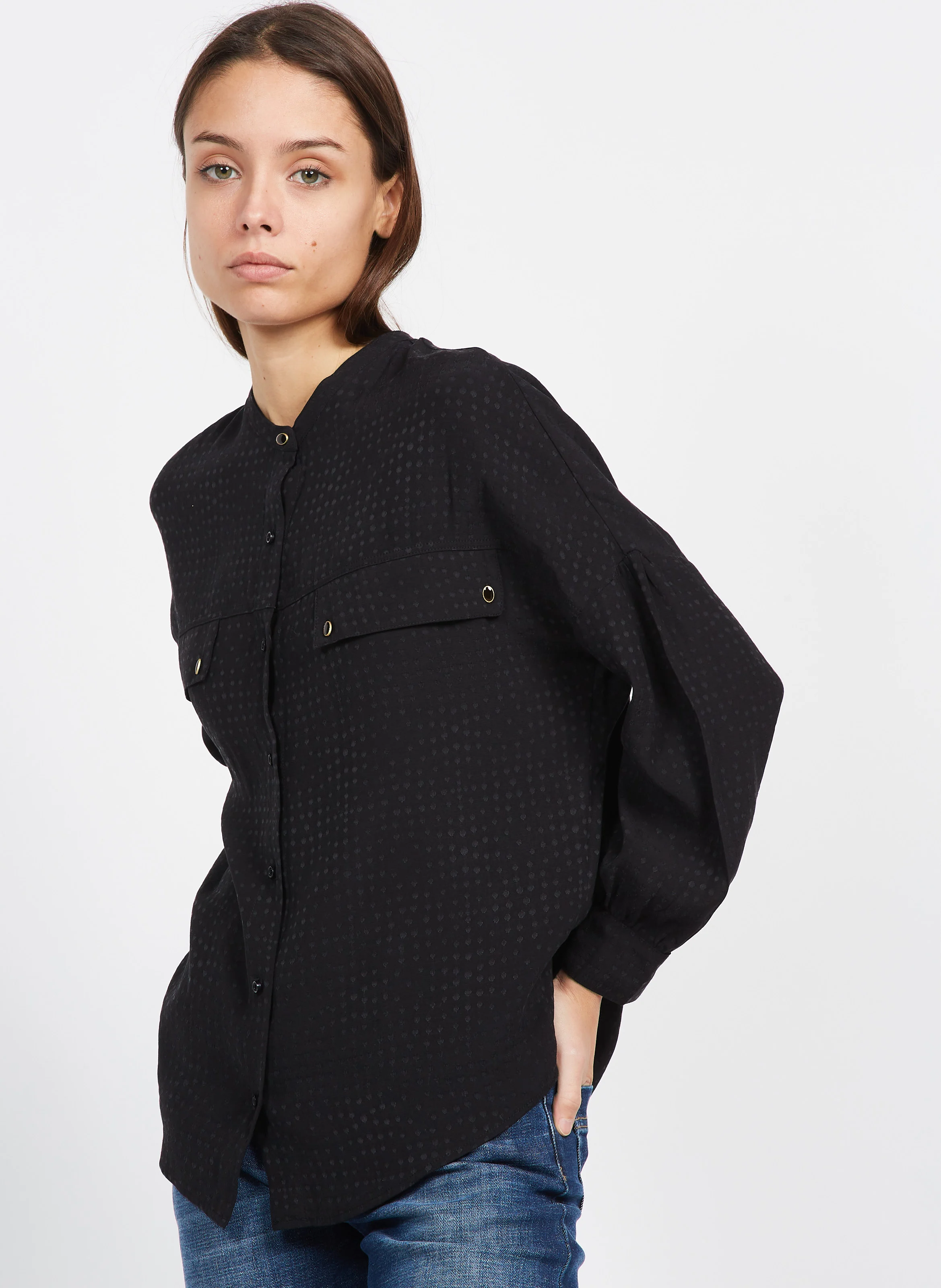 DANCY GIRL - Chemise col rond| Noir