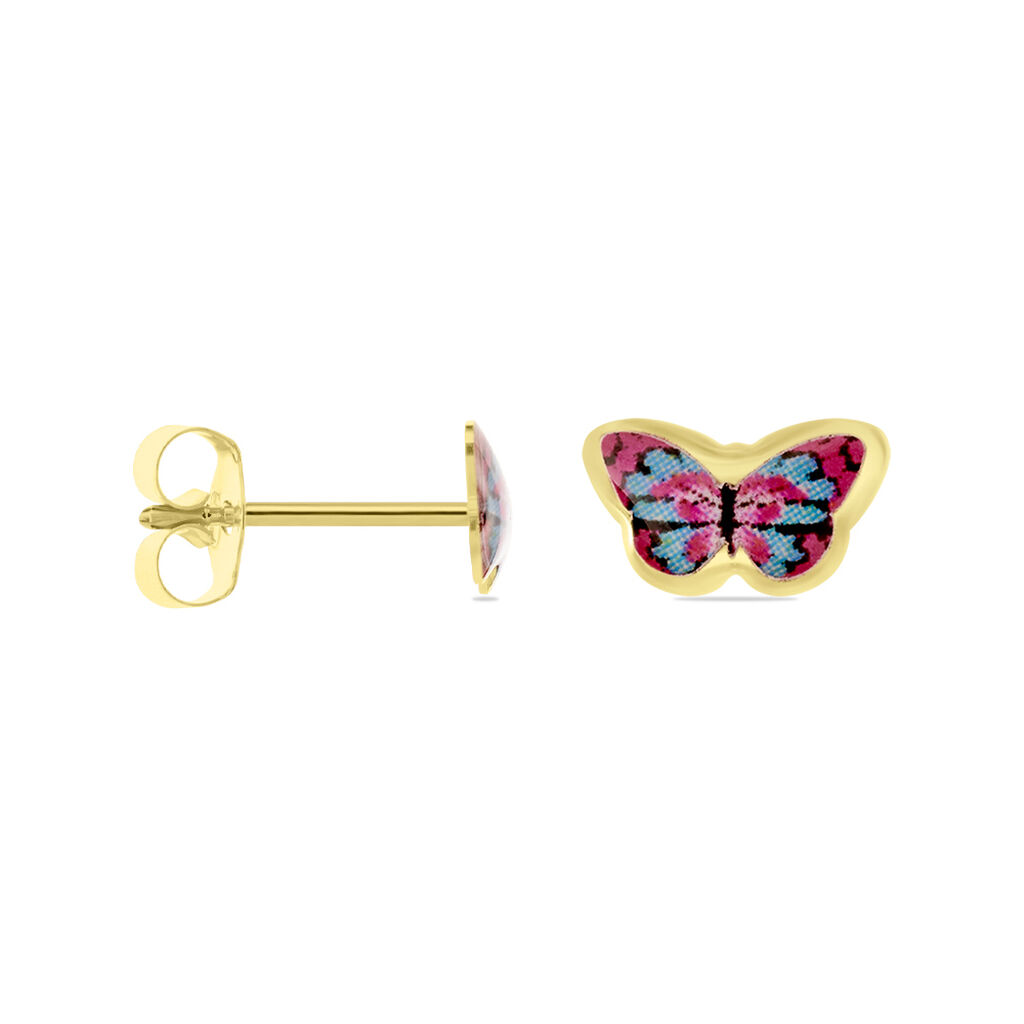 Boucles D'oreilles Puces Aurida Papillon Or Jaune